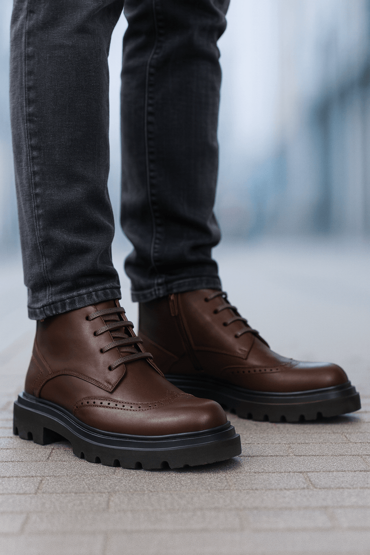 Ghete Casual de Barbati din Piele Maro si Fermoar - MARLYGhete BarbatiBigiottos Shoes