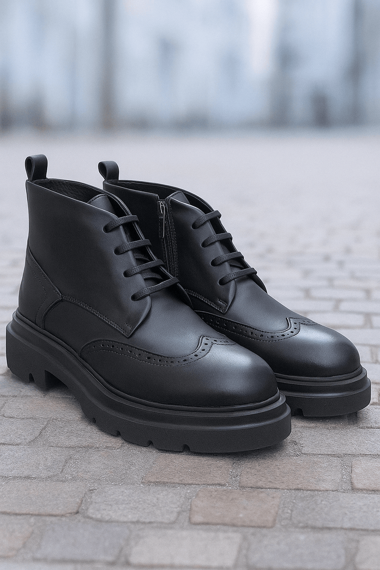Ghete Casual de Barbati din Piele Negre si Fermoar - MARLGhete BarbatiBigiottos Shoes