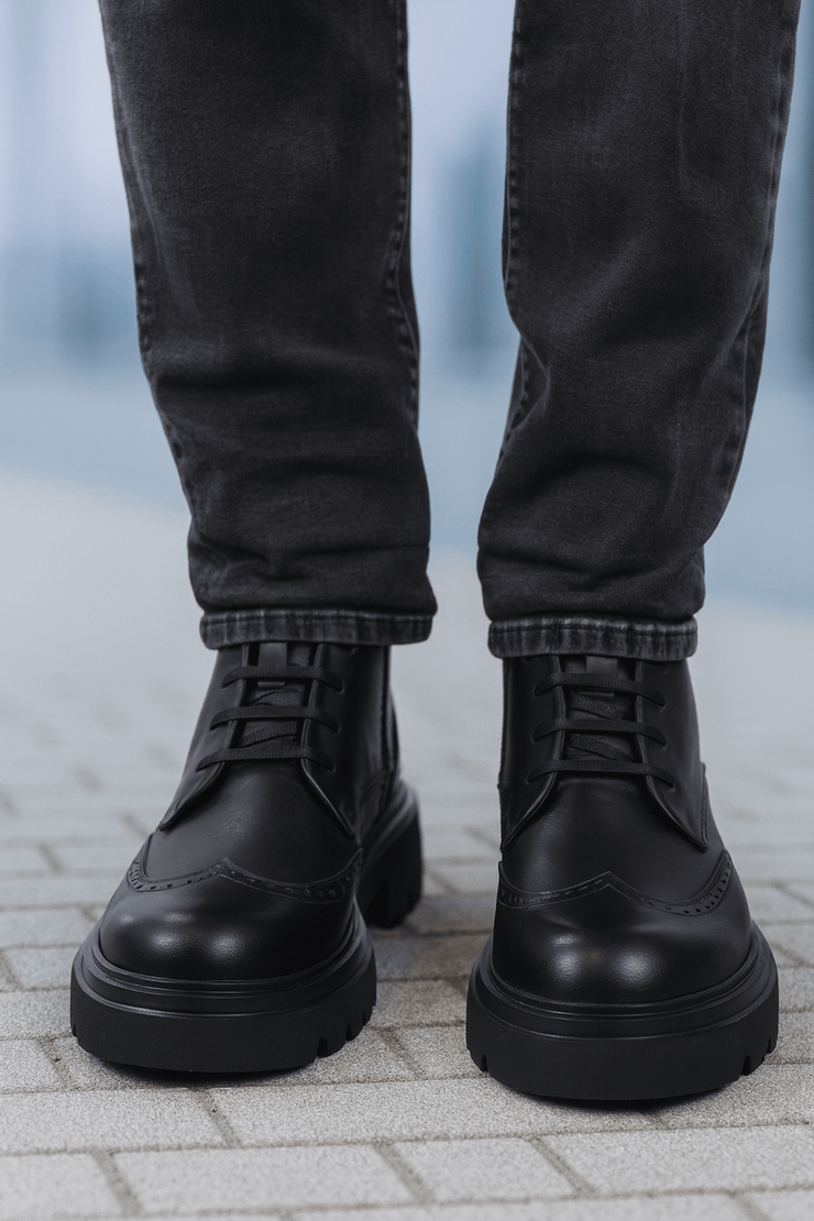 Ghete Casual de Barbati din Piele Negre si Fermoar - MARLGhete BarbatiBigiottos Shoes