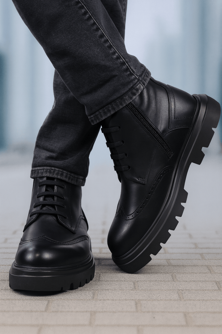 Ghete Casual de Barbati din Piele Negre si Fermoar - MARLGhete BarbatiBigiottos Shoes