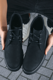 Ghete Casual de Barbati din Piele Nubuk Negru - MicahGhete BarbatiBigiottos Shoes