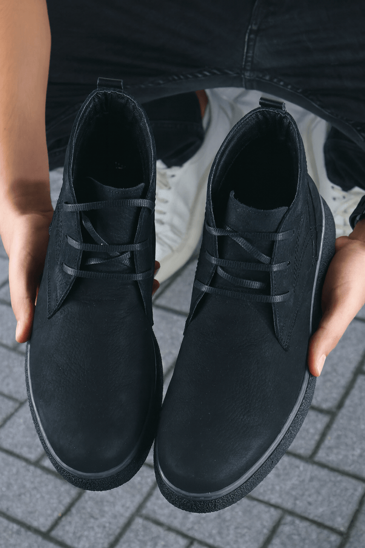 Ghete Casual de Barbati din Piele Nubuk Negru - MicahGhete BarbatiBigiottos Shoes