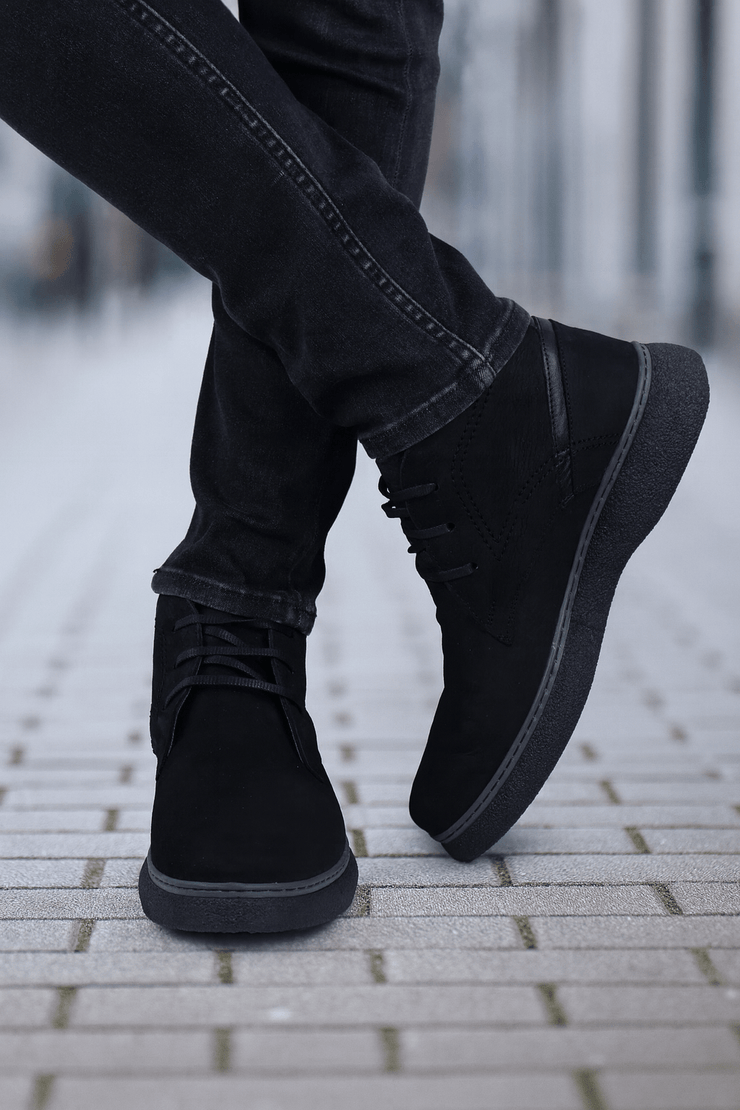 Ghete Casual de Barbati din Piele Nubuk Negru - MicahGhete BarbatiBigiottos Shoes