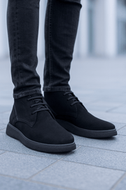 Ghete Casual de Barbati din Piele Nubuk Negru - MicahGhete BarbatiBigiottos Shoes