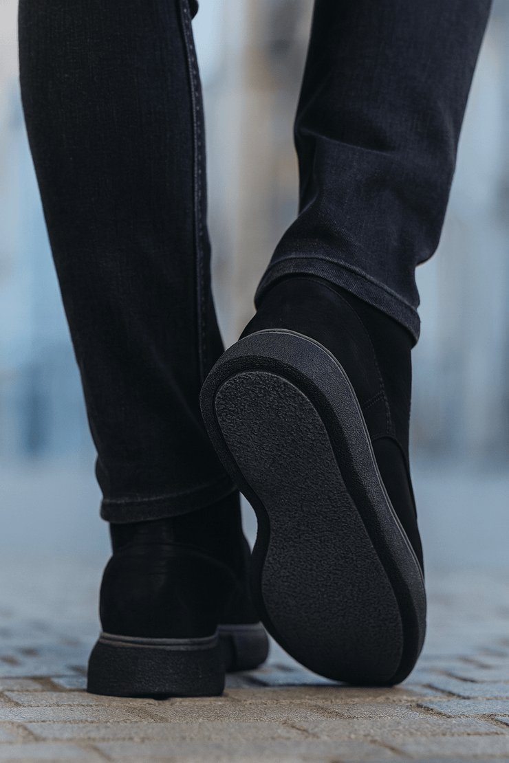 Ghete Casual de Barbati din Piele Nubuk Negru - MicahGhete BarbatiBigiottos Shoes