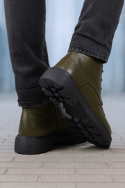 Ghete Casual de Barbati din Piele Verde si Fermoar - MARLAGhete BarbatiBigiottos Shoes