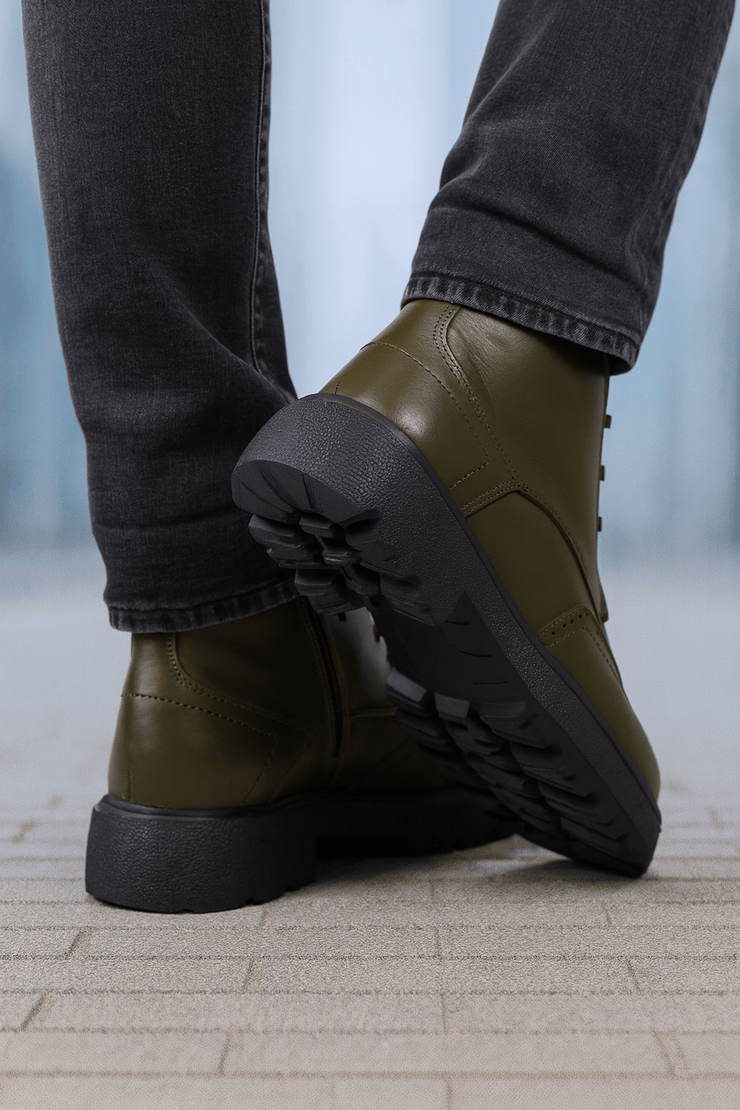 Ghete Casual de Barbati din Piele Verde si Fermoar - MARLAGhete BarbatiBigiottos Shoes