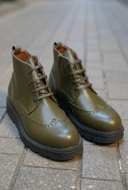 Ghete Casual de Barbati din Piele Verde si Fermoar - MARLAGhete BarbatiBigiottos Shoes