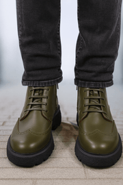 Ghete Casual de Barbati din Piele Verde si Fermoar - MARLAGhete BarbatiBigiottos Shoes