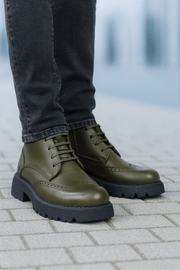 Ghete Casual de Barbati din Piele Verde si Fermoar - MARLAGhete BarbatiBigiottos Shoes