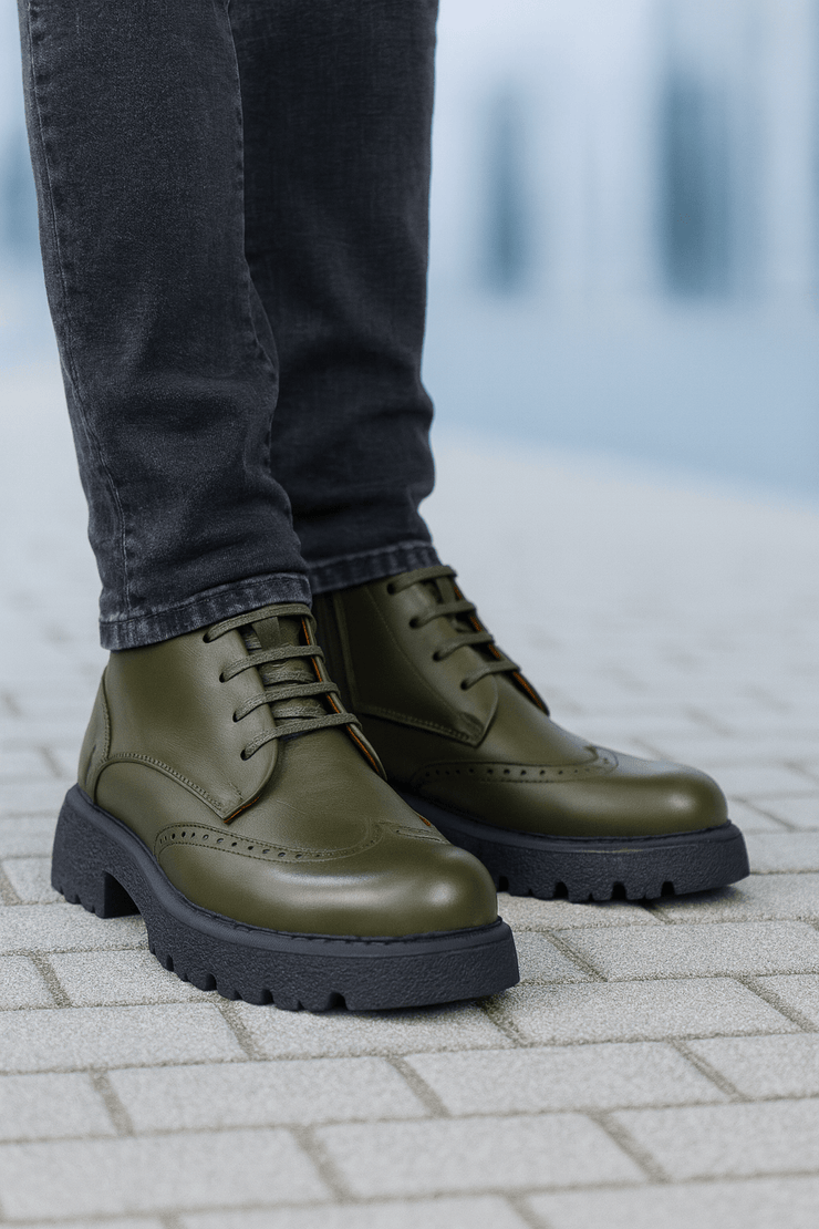 Ghete Casual de Barbati din Piele Verde si Fermoar - MARLAGhete BarbatiBigiottos Shoes