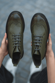 Ghete Casual de Barbati din Piele Verde si Fermoar - MarloGhete BarbatiBigiottos Shoes