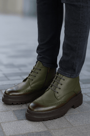 Ghete Casual de Barbati din Piele Verde si Fermoar - MarloGhete BarbatiBigiottos Shoes