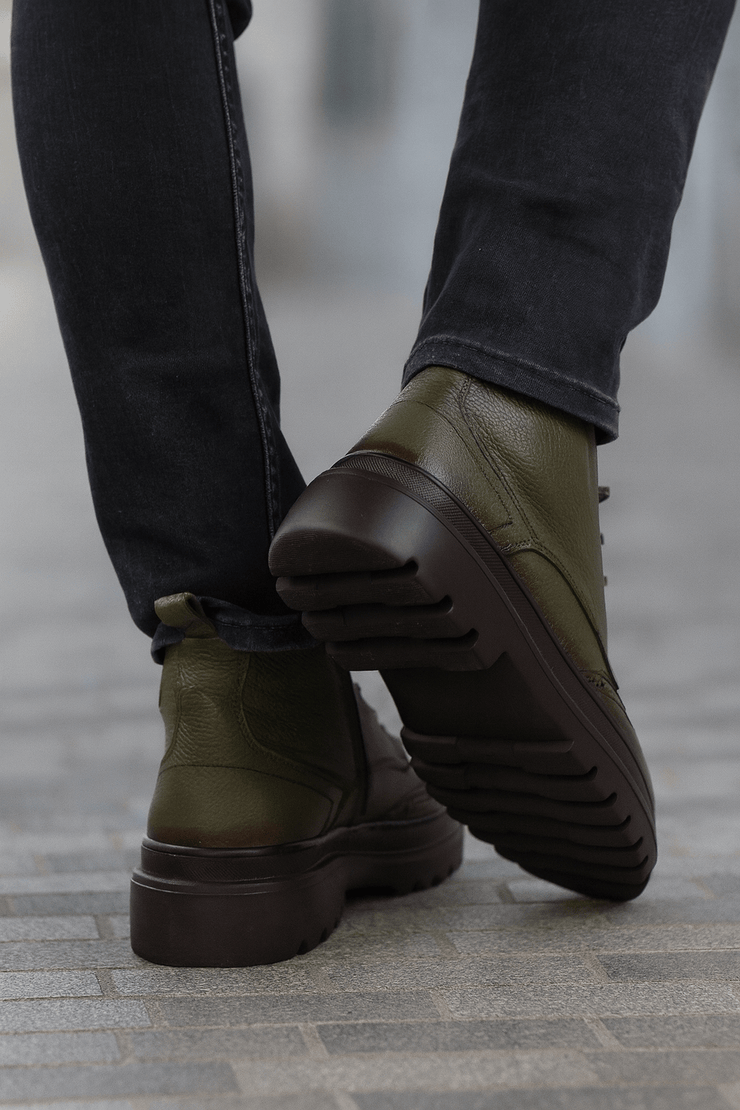 Ghete Casual de Barbati din Piele Verde si Fermoar - MarloGhete BarbatiBigiottos Shoes