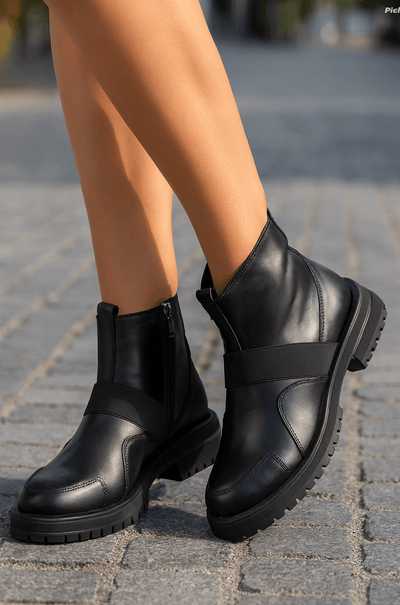 Ghete Casual de Dama din Piele Neagra cu Fermoar - ANTOGhete damaBigiottos Shoes