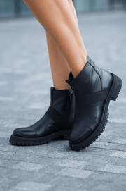 Ghete Casual de Dama din Piele Neagra cu Fermoar - ANTOGhete damaBigiottos Shoes