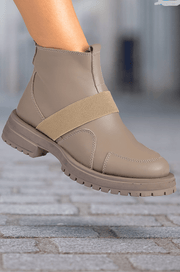 Ghete Casual de Dama din Piele Taupe cu Fermoar - ANGYGhete damaBigiottos Shoes