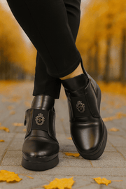 Ghete Casual din Piele Box Negre cu Accesoriu - WELYGhete damaBigiottos Shoes