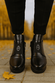 Ghete Casual din Piele Box Negre cu Accesoriu - WELYGhete damaBigiottos Shoes