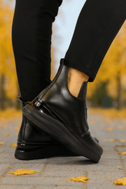 Ghete Casual din Piele Box Negre cu Accesoriu - WELYGhete damaBigiottos Shoes