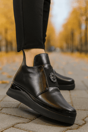 Ghete Casual din Piele Box Negre cu Accesoriu - WELYGhete damaBigiottos Shoes