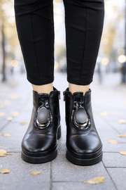 Ghete Casual din Piele Box Negre cu Accesoriu - WERSYGhete damaBigiottos Shoes