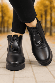 Ghete Casual din Piele Box Negre cu Accesoriu - WERSYGhete damaBigiottos Shoes