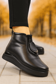 Ghete Casual din Piele Box Negre cu Accesoriu - WERSYGhete damaBigiottos Shoes