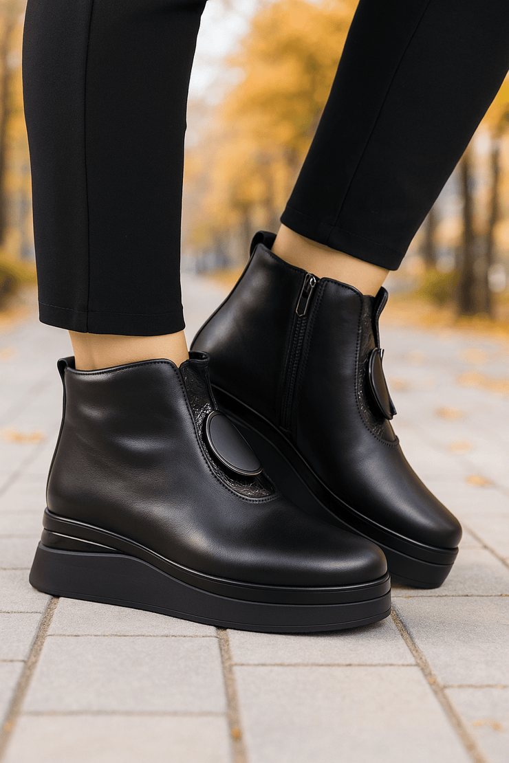 Ghete Casual din Piele Box Negre cu Accesoriu - WERSYGhete damaBigiottos Shoes