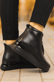 Ghete Casual din Piele Box Negre cu Accesoriu - WERSYGhete damaBigiottos Shoes
