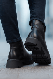 Ghete Casual din Piele Box Negre cu Fermoar - FAVIGhete damaBigiottos Shoes