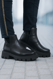 Ghete Casual din Piele Box Negre cu Fermoar - FAVIGhete damaBigiottos Shoes