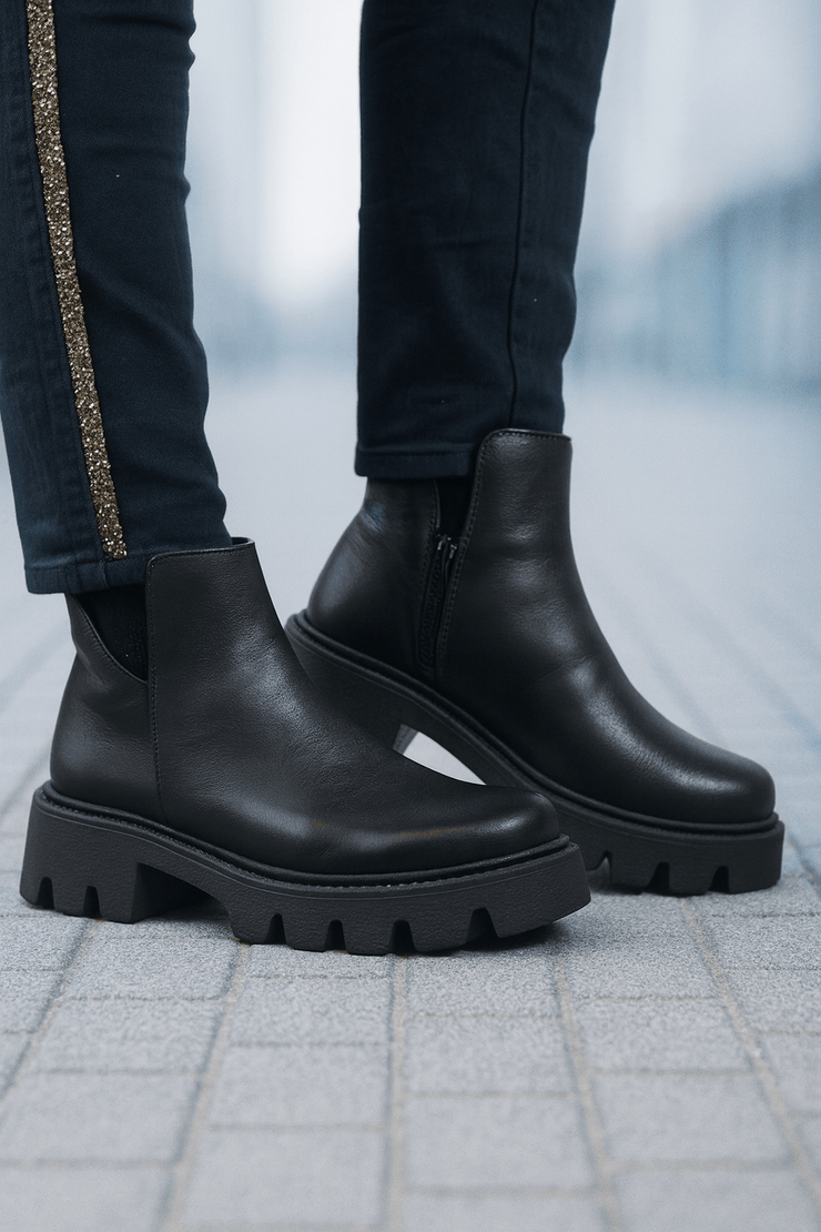 Ghete Casual din Piele Box Negre cu Fermoar - FAVIGhete damaBigiottos Shoes