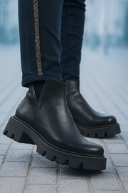 Ghete Casual din Piele Box Negre cu Fermoar - FAVIGhete damaBigiottos Shoes