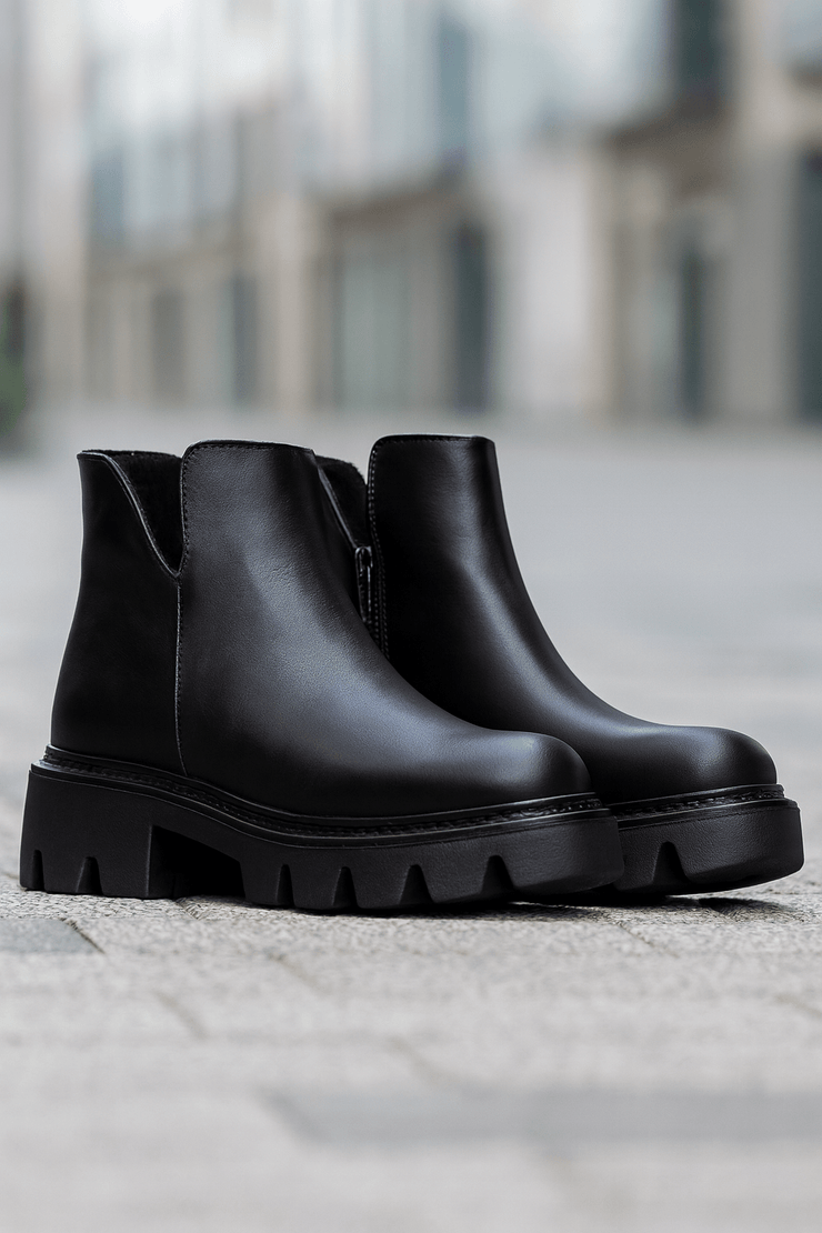 Ghete Casual din Piele Box Negre cu Fermoar - FAVIGhete damaBigiottos Shoes