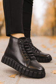 Ghete Casual din Piele Box Negre - PIKAGhete damaBigiottos Shoes