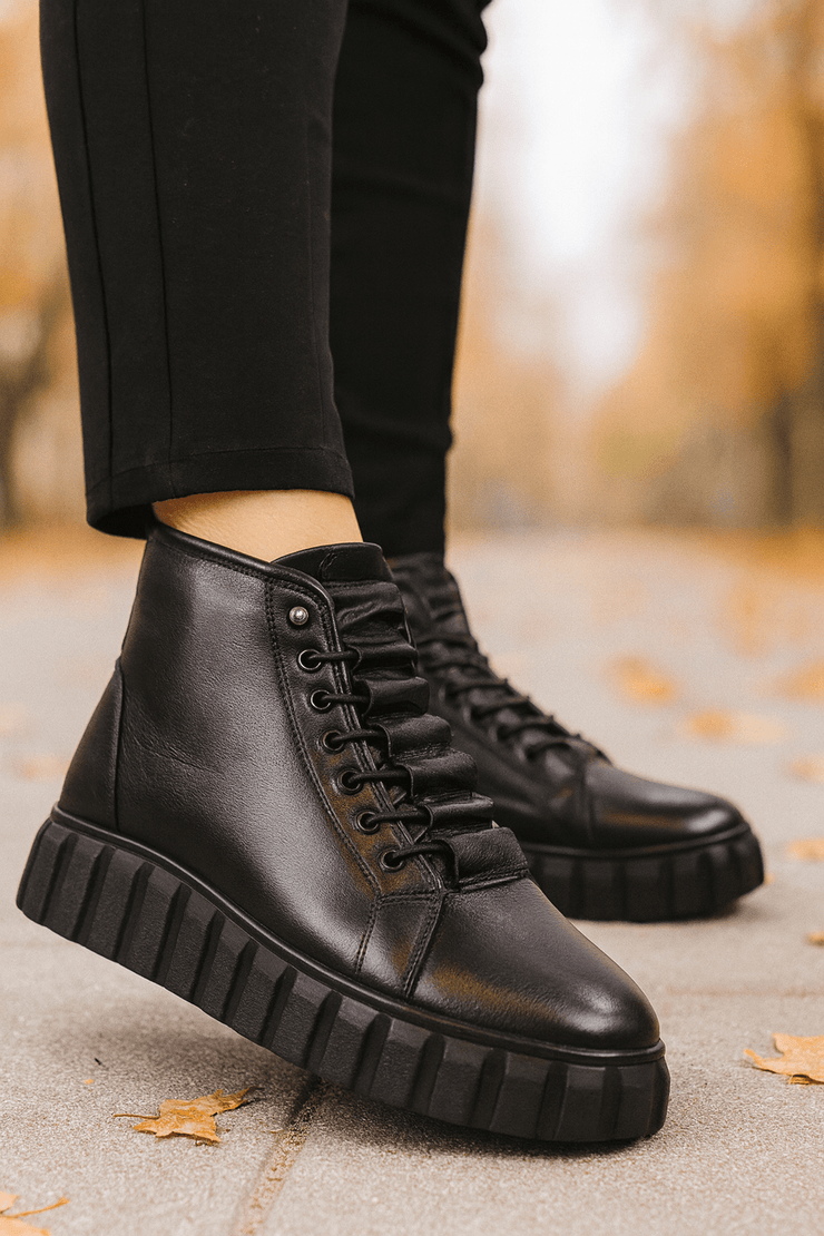 Ghete Casual din Piele Box Negre - PIKAGhete damaBigiottos Shoes