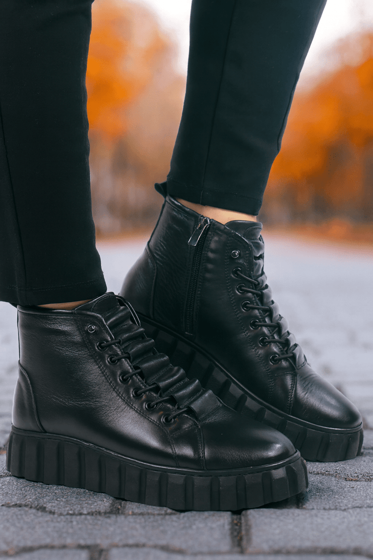 Ghete Casual din Piele Box Negre - PIKAGhete damaBigiottos Shoes