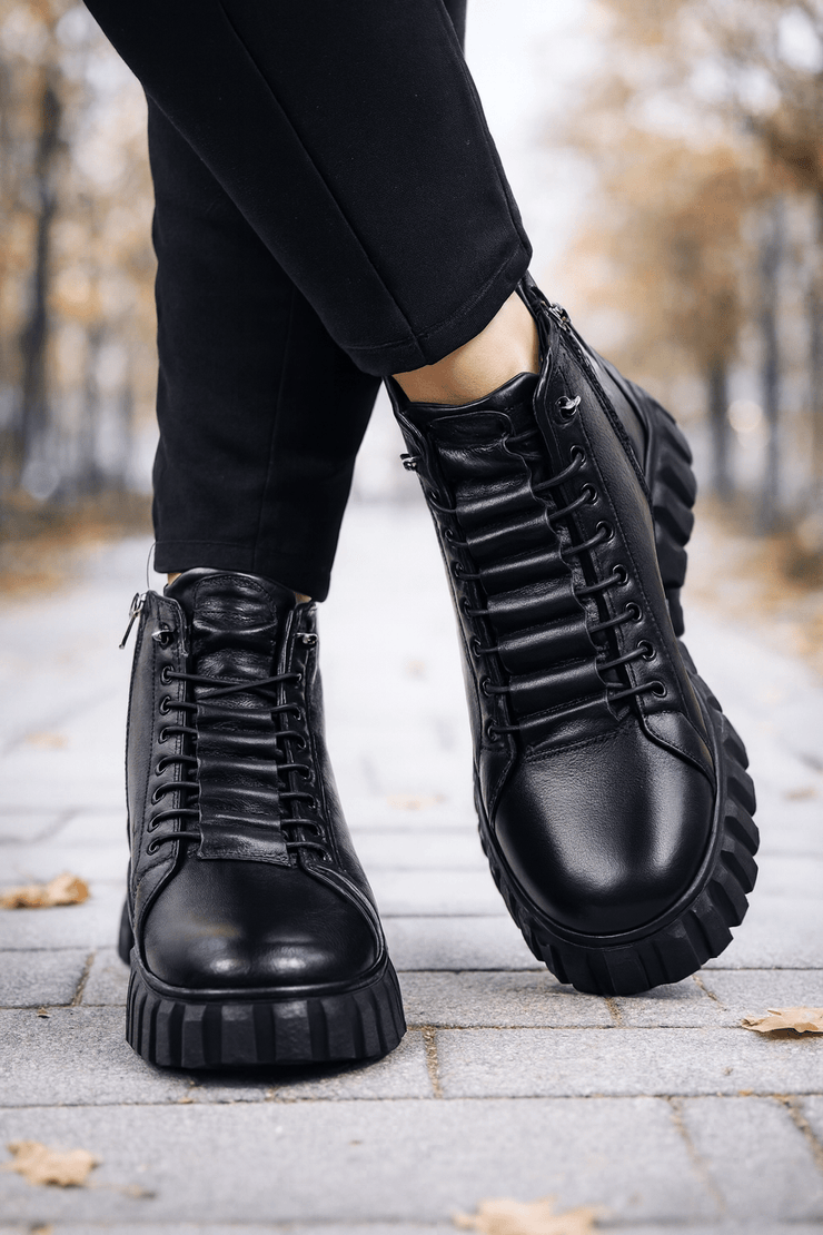 Ghete Casual din Piele Box Negre - PIKAGhete damaBigiottos Shoes