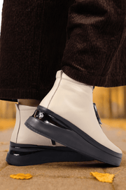 Ghete Casual din Piele Box Taupe cu Accesoriu - WERSOGhete damaBigiottos Shoes