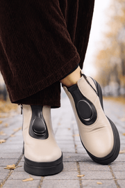 Ghete Casual din Piele Box Taupe cu Accesoriu - WERSOGhete damaBigiottos Shoes