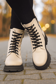 Ghete Casual din Piele Box Taupe cu Fermoar - ZYLYGhete damaBigiottos Shoes