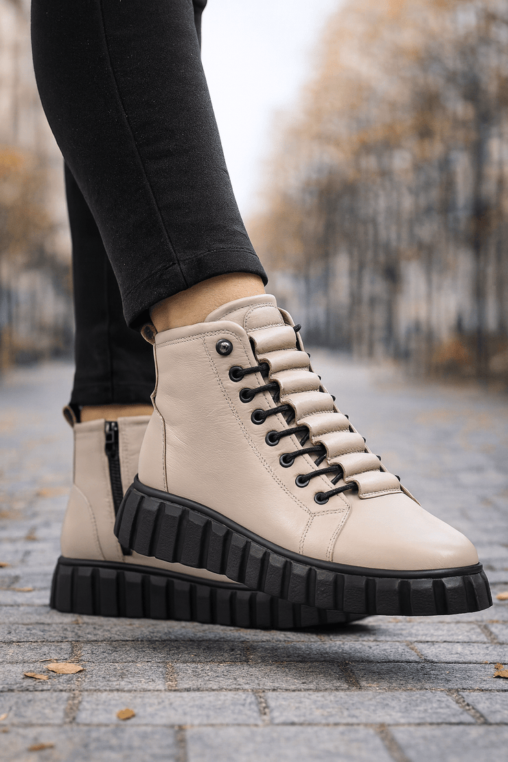 Ghete Casual din Piele Box Taupe - PIXAGhete damaBigiottos Shoes