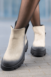 Ghete Casual din Piele Intoarsa Bej cu Fermoar - FAVAGhete damaBigiottos Shoes