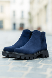 Ghete Casual din Piele Intoarsa Bleumarin cu Fermoar - FAMEGhete damaBigiottos Shoes