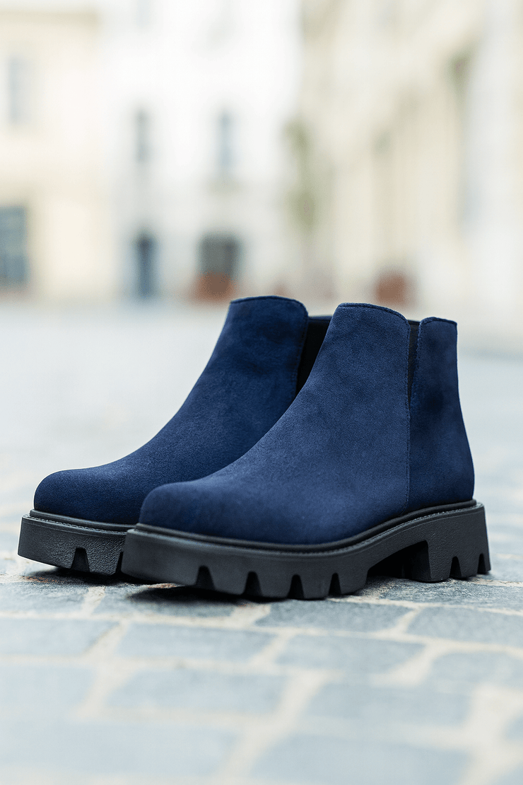 Ghete Casual din Piele Intoarsa Bleumarin cu Fermoar - FAMEGhete damaBigiottos Shoes