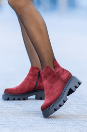 Ghete Casual din Piele Intoarsa Bordo cu Fermoar - FATIGhete damaBigiottos Shoes