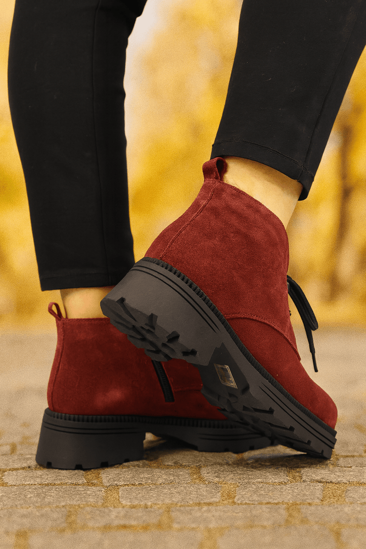 Ghete Casual din Piele Intoarsa Bordo - ZYLGhete damaBigiottos Shoes