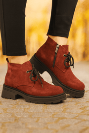 Ghete Casual din Piele Intoarsa Bordo - ZYLGhete damaBigiottos Shoes