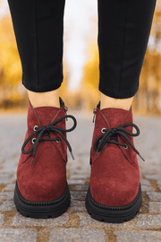 Ghete Casual din Piele Intoarsa Bordo - ZYLGhete damaBigiottos Shoes